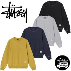 STUSSY | Crew Neck Unisex Street Style Long Sleeves Plain Cotton Logo