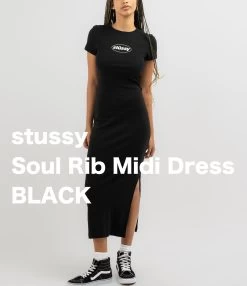 STUSSY | Maxi Street Style Long Short Sleeves Logo Dresses