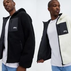 STUSSY | Short Nylon Street Style Shearling Logo Parkas