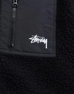 STUSSY | Short Nylon Street Style Shearling Logo Parkas -Stussy Apparel org 1834