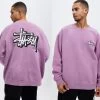 STUSSY | Crew Neck Pullovers Street Style Long Sleeves Cotton