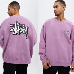 STUSSY | Crew Neck Pullovers Street Style Long Sleeves Cotton