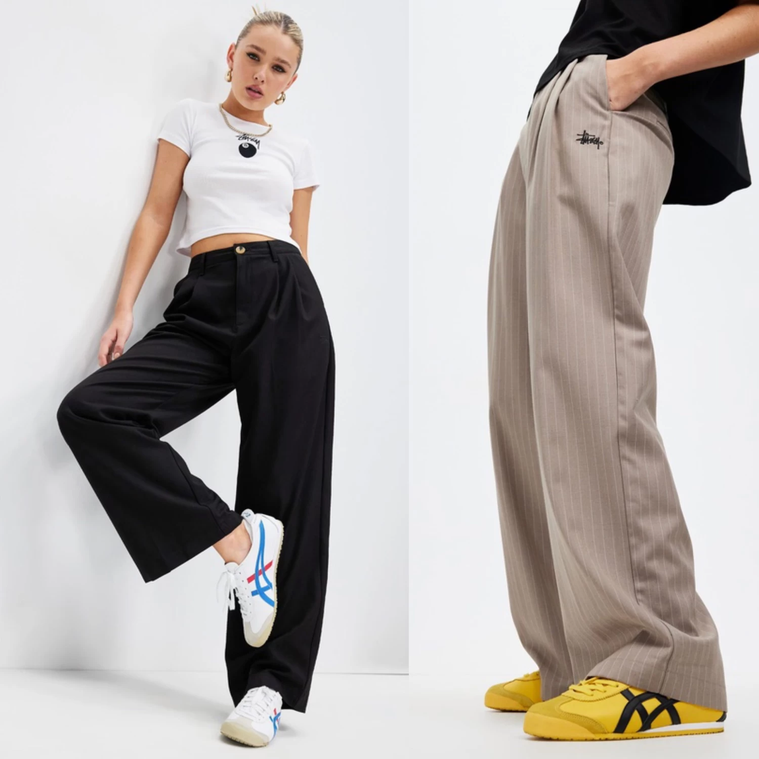 STUSSY | Stripes Casual Style Street Style Plain Long Wide Leg 1 STUSSY | Stripes Casual Style Street Style Plain Long Wide Leg