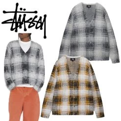 STUSSY | Button-down Glen Patterns Unisex Nylon Street Style Logo