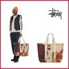 STUSSY | Unisex Canvas Street Style A4 Logo Totes