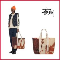 STUSSY | Unisex Canvas Street Style A4 Logo Totes