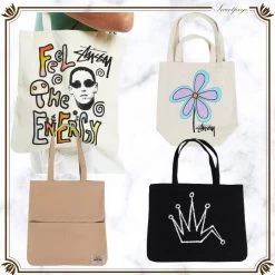 STUSSY | Flower Patterns Unisex Street Style Plain Logo Totes
