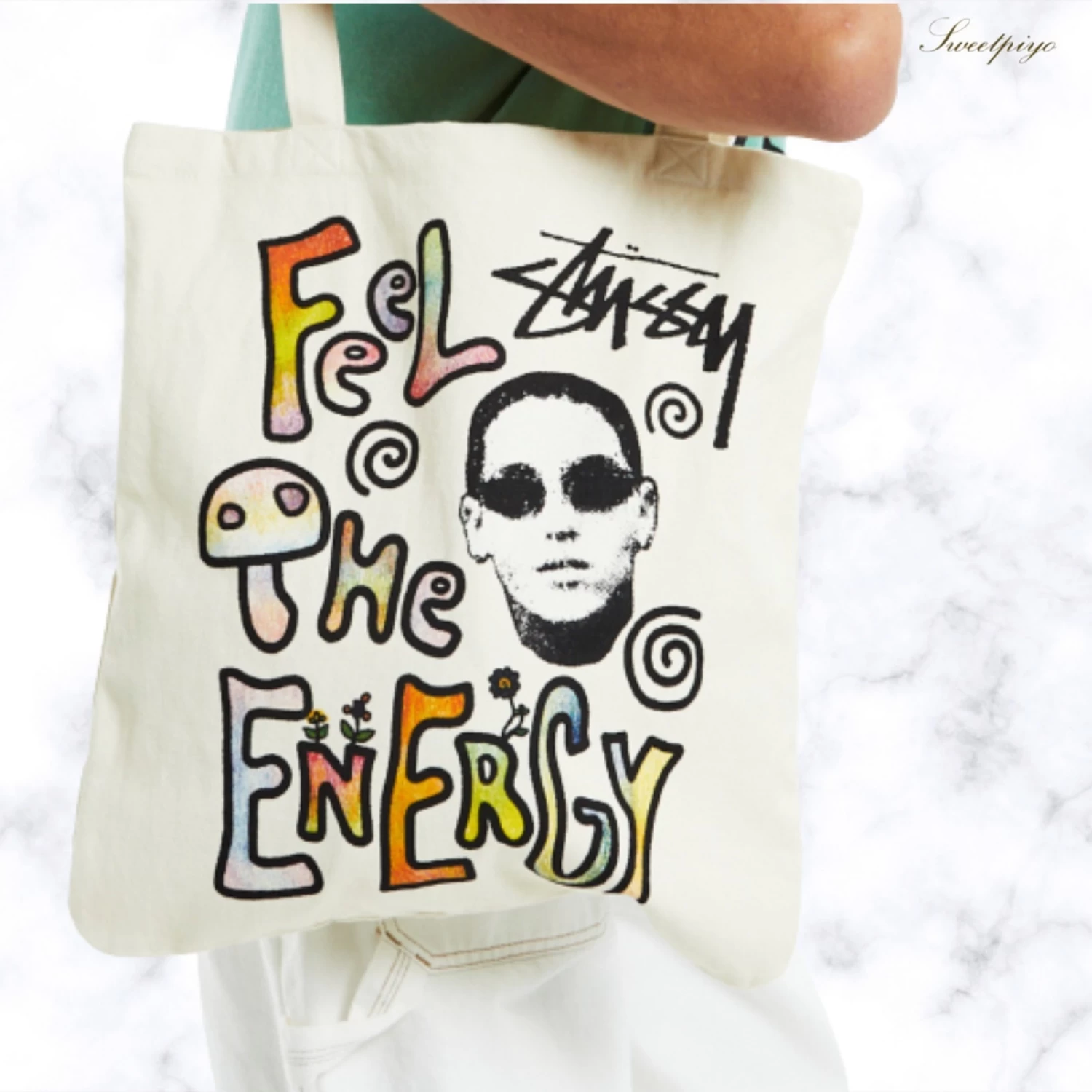 STUSSY | Flower Patterns Unisex Street Style Plain Logo Totes 7 STUSSY | Flower Patterns Unisex Street Style Plain Logo Totes - Image 7