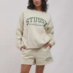 STUSSY | Crew Neck Short Long Sleeves Plain Cotton Logo Dresses -Stussy Apparel org 298