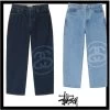 STUSSY | Unisex Street Style Logo Skater Style Washed Denim Jeans