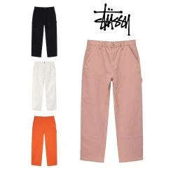 STUSSY | Unisex Street Style Plain Cotton Wide Leg Logo Straight