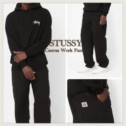 STUSSY | Unisex Street Style Plain Cotton Logo Skater Style Jeans