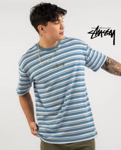 STUSSY | Stripes Street Style Logo Skater Style T-Shirts