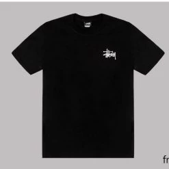 STUSSY | Unisex U-Neck Plain Cotton Short Sleeves Logo Skater Style -Stussy Apparel org 3592