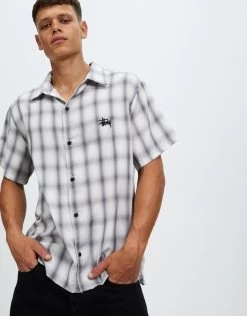 STUSSY | Gingham Street Style Short Sleeves Printed Shirt Logo -Stussy Apparel org 3599