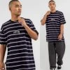 STUSSY | Crew Neck Stripes Street Style Plain Cotton Short Sleeves