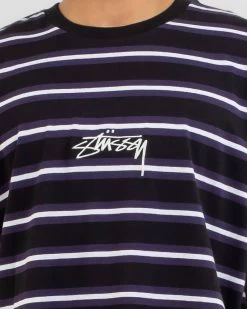 STUSSY | Crew Neck Stripes Street Style Plain Cotton Short Sleeves -Stussy Apparel org 3633