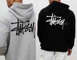 STUSSY | Street Style Long Sleeves Plain Logo Skater Style Hoodies