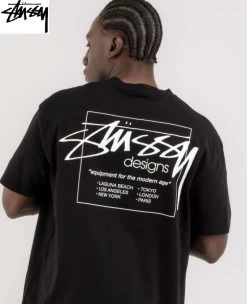 STUSSY | Crew Neck Plain Cotton Short Sleeves Skater Style