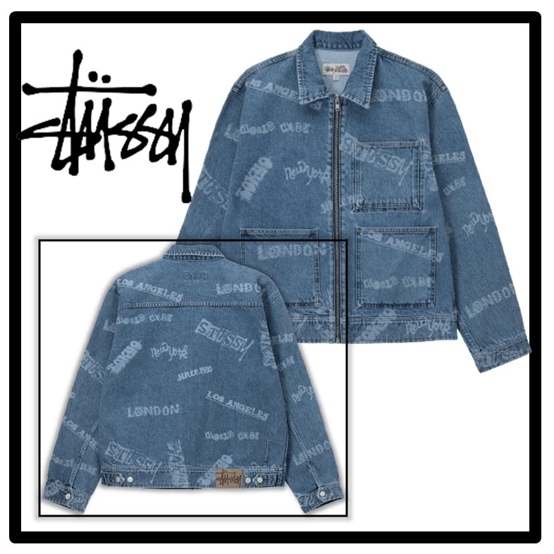STUSSY | Unisex Street Style Logo Denim